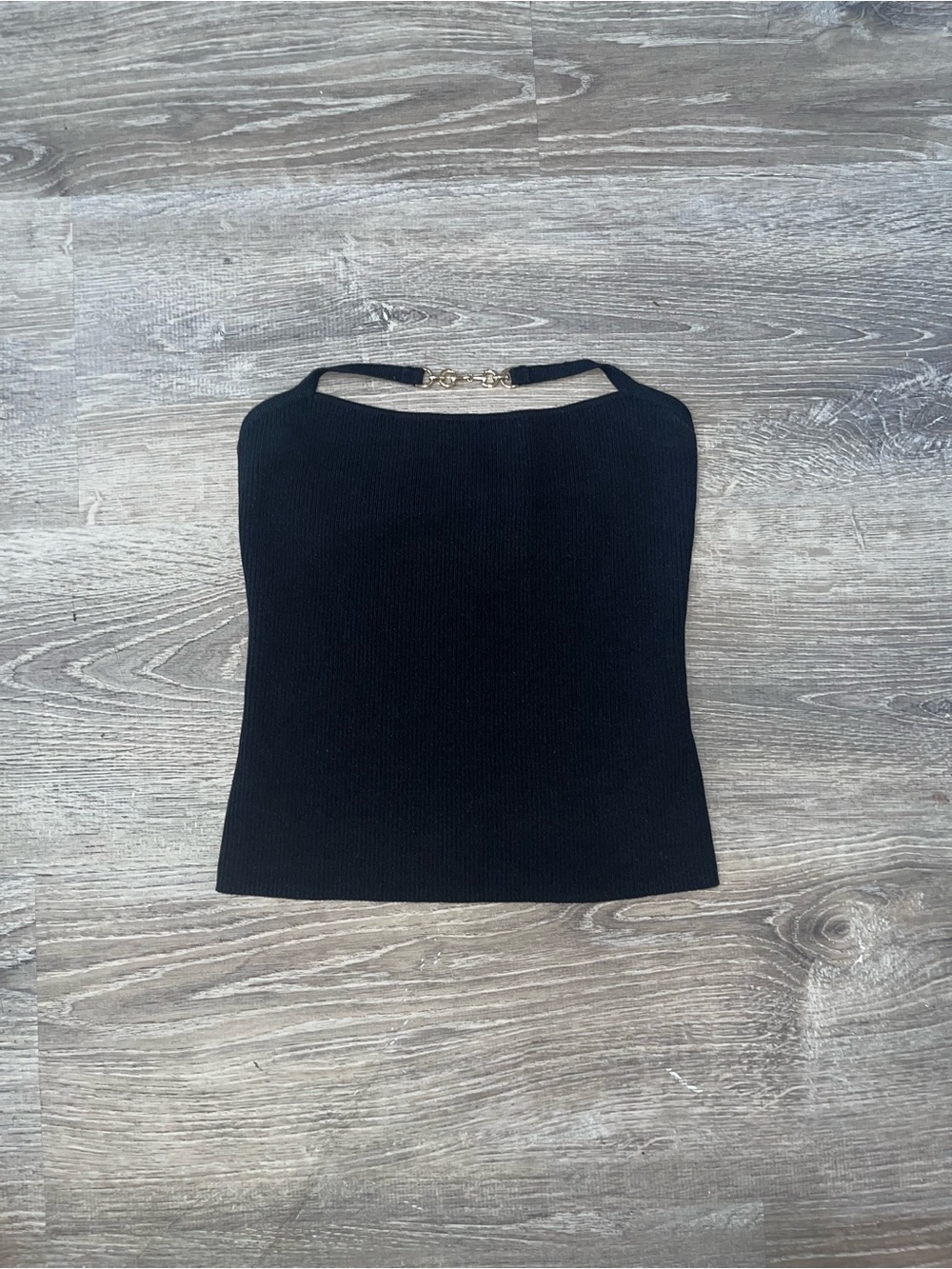 Women's Black Ribbed Halter Camisole